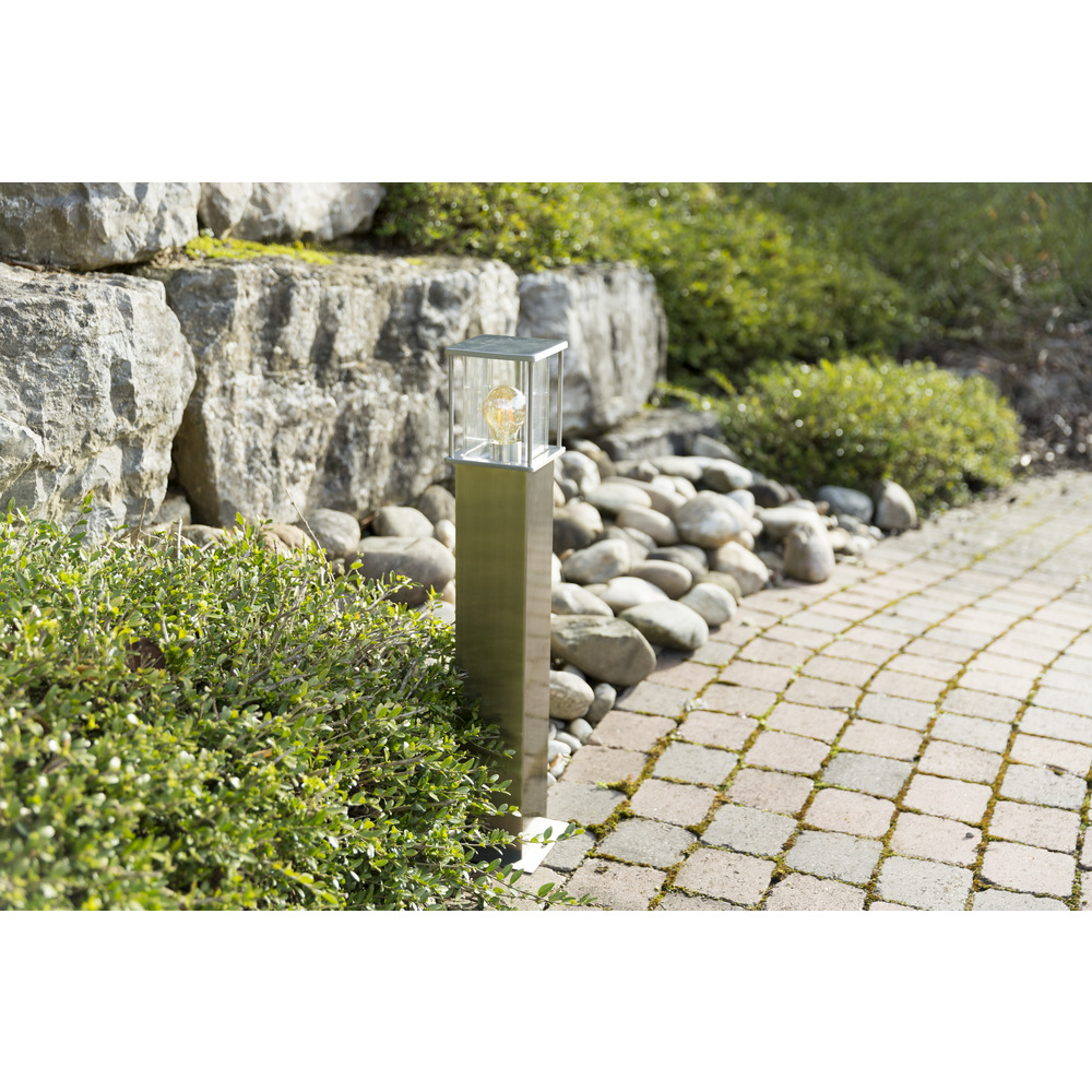 Heitronic Standleuchte Rhodos E27 bis 12 Watt LED Edelstahl IP44 Stehlampe außen